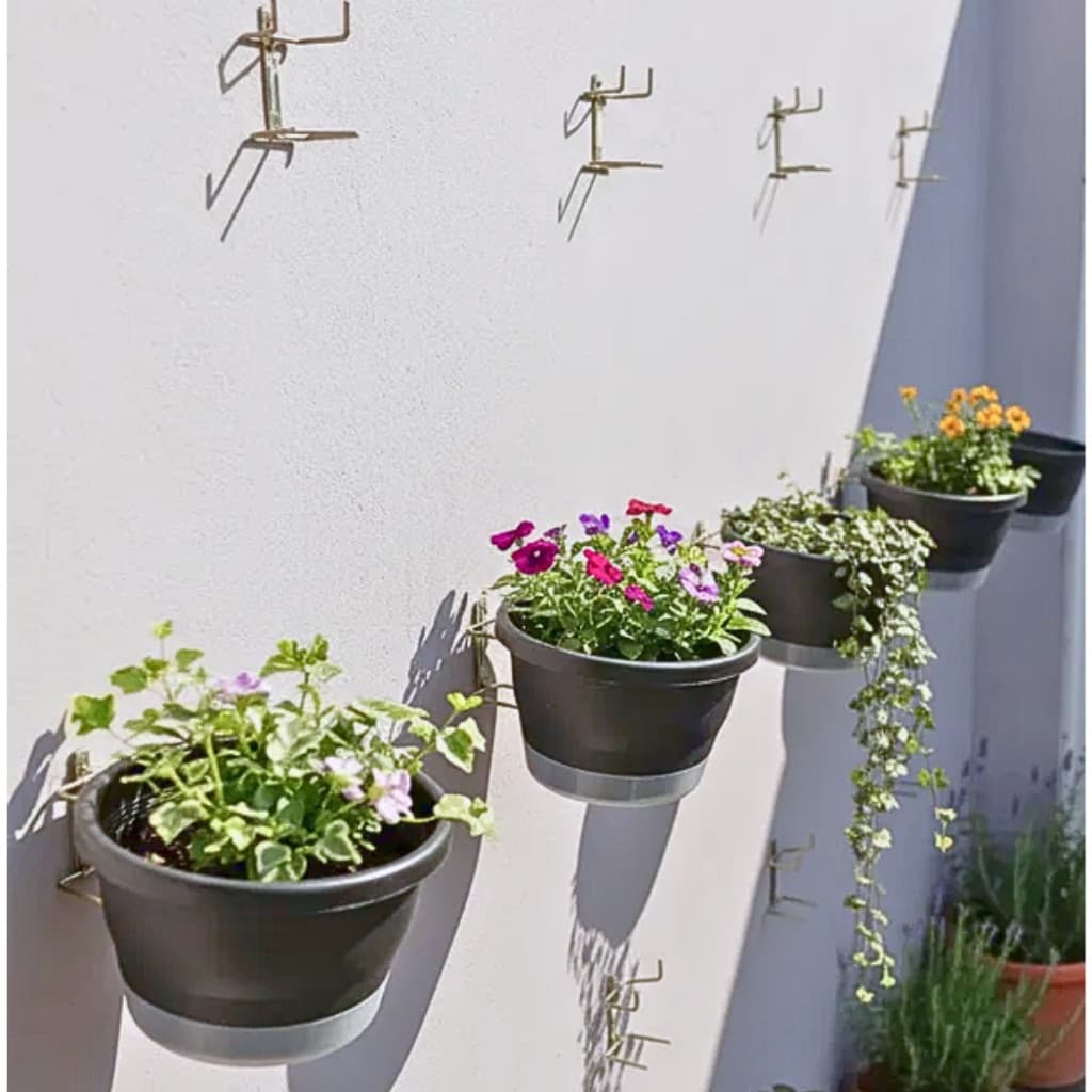 5 Vasos Cuias 24 (3,3L) com Prato Anti-Dengue Autoirrigável + 5 Suporte Para Jardim Vertical - 5VP24__5SR-Cor