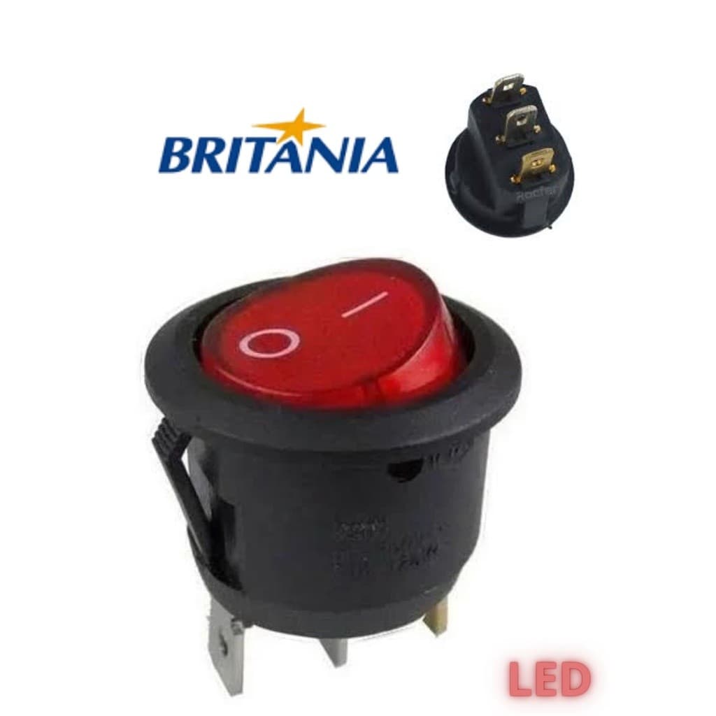 Interruptor botão redondo da cafeteira Britânia 3 Pinos (tem vídeo mostrando o interruptor da cafeteira)