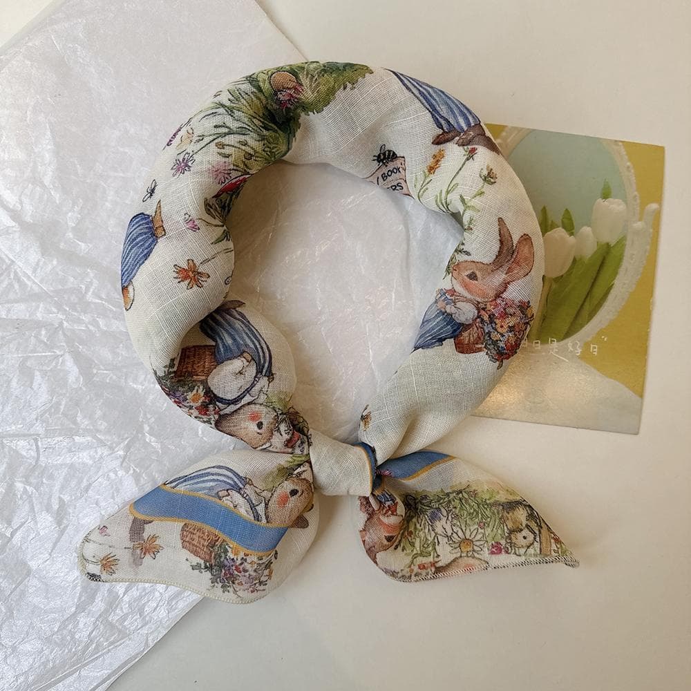 Estilo Original bonito sonhador fantasia pequeno lenço quadrado feminino 58x58 algodão linho cachecol estilo fino impres