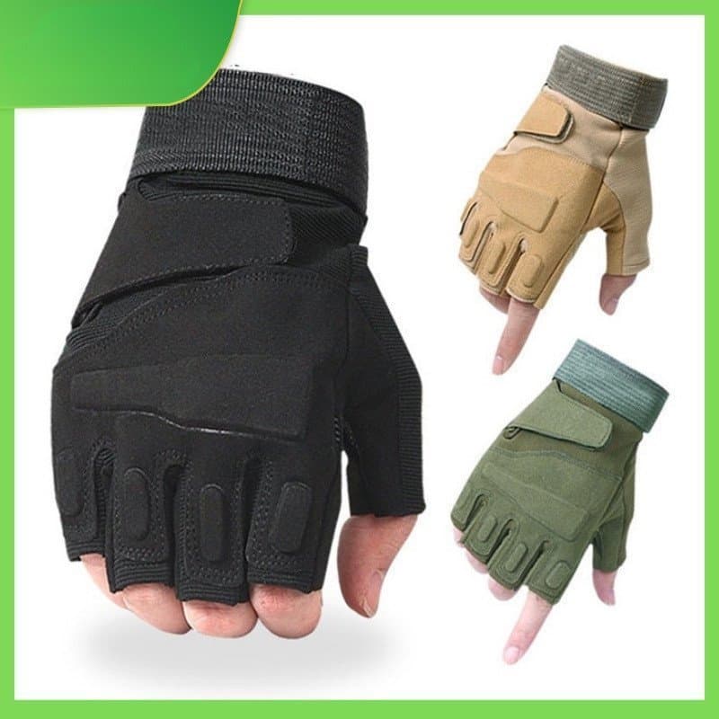 Luvas táticas antiderrapantes com tela de toque rígida para motocicleta luvas masculinas com meio dedo de combate milita