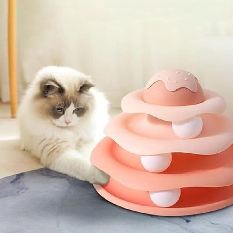 Brinquedo De Pista De Bola Para Gatos , Torre Com Design Multinível , Interativo Automático Gatinhos 3 Em 1 , Fácil De D
