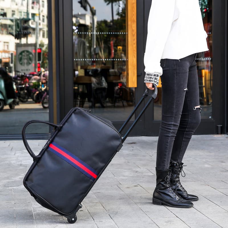 Bolsa de carrinho portátil de grande capacidade, bolsa de bagagem feminina, embarque, carrinho pequeno, bolsa de viagem
