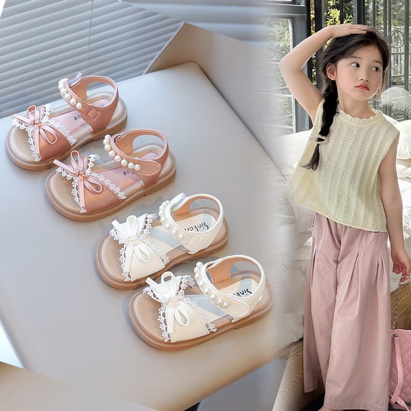 2026 verão sapatos de praia arco novo estilo sapatos infantis bebê sola macia moda meninas sandálias Anti-deslizamento s