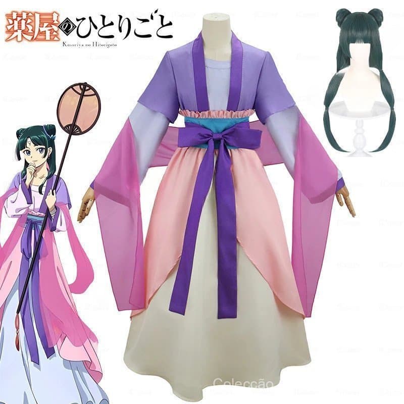 Fantasia de Cosplay de Maomao de Anime The Apothecary Diaries, Vestido Rosa e Roxo, Peruca, Kusuriya No Hitorigoto, Hall