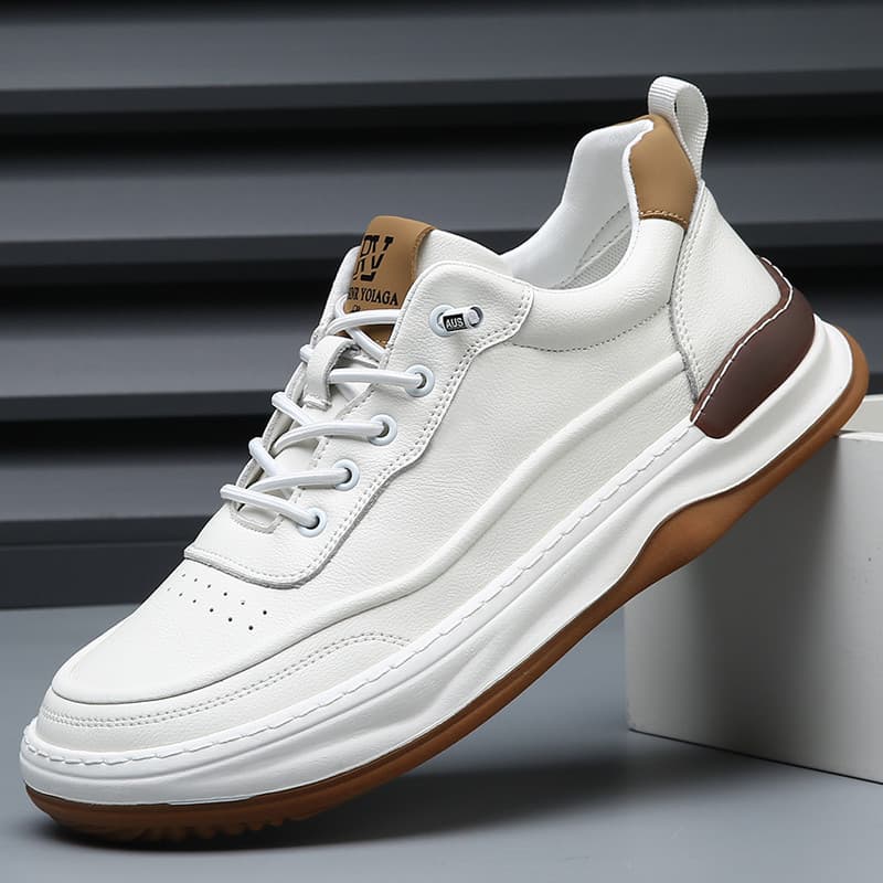 Di Luo Shark 2026 primavera novo estilo de sola grossa confortável sapatos casuais de couro masculino esportes ao ar liv