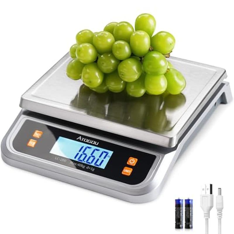 Balança De Alimentos ATOGOU 66lb , Plug-in De Cozinha Comercial Utilizável Com Tela LCD De Visão Completa , Aço Inoxidáv
