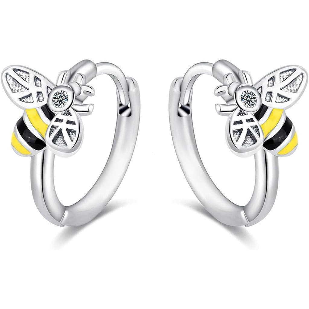 Brincos de abelha femininos, brincos pendentes e de argola com zircônia, design delicado e brilhante de inseto