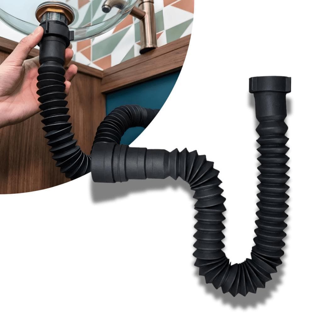 Sifão Inteligente Bruen 70cm Preto Universal em ABS para Pia e Lavatório