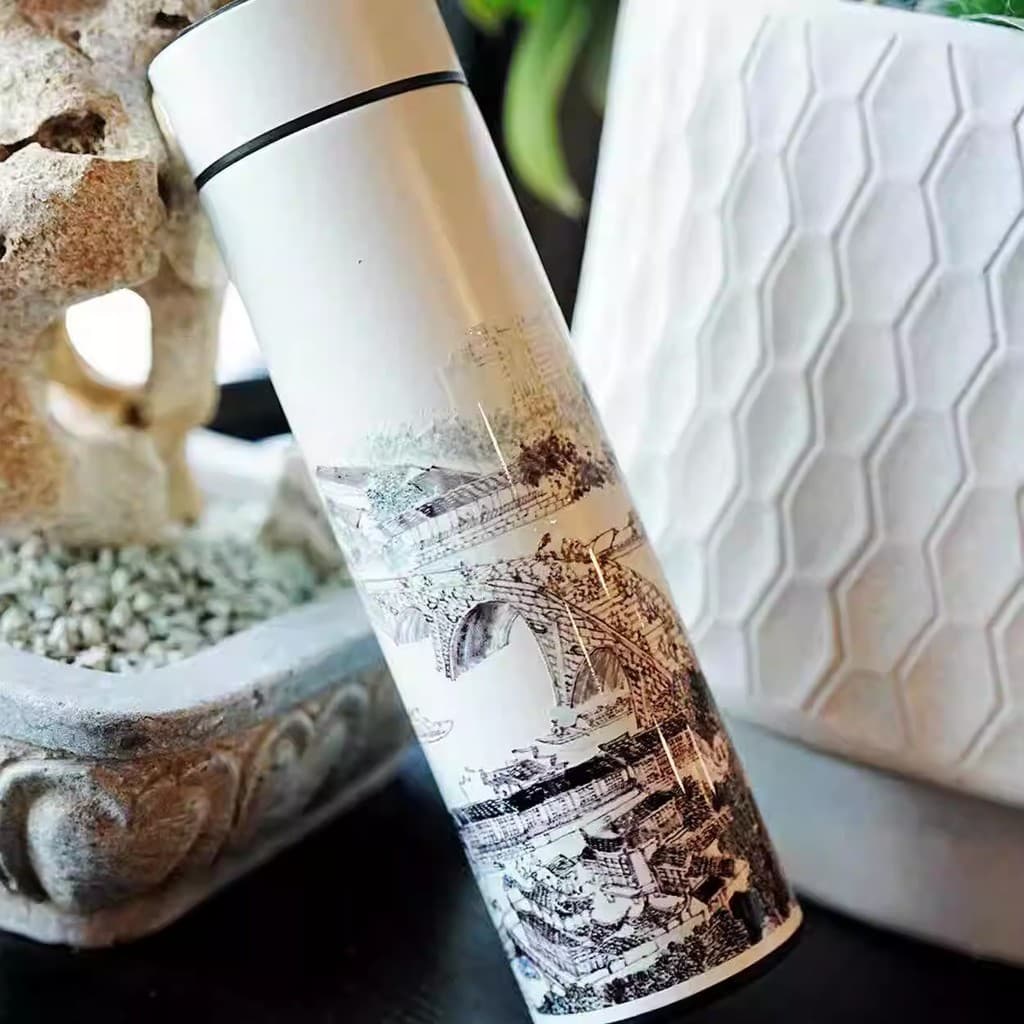 Hangzhou Canal Elements Lucky Thermos Cup Frio Mantendo o Calor 304 Touch Screen Display Temperatura Lembranças Busi