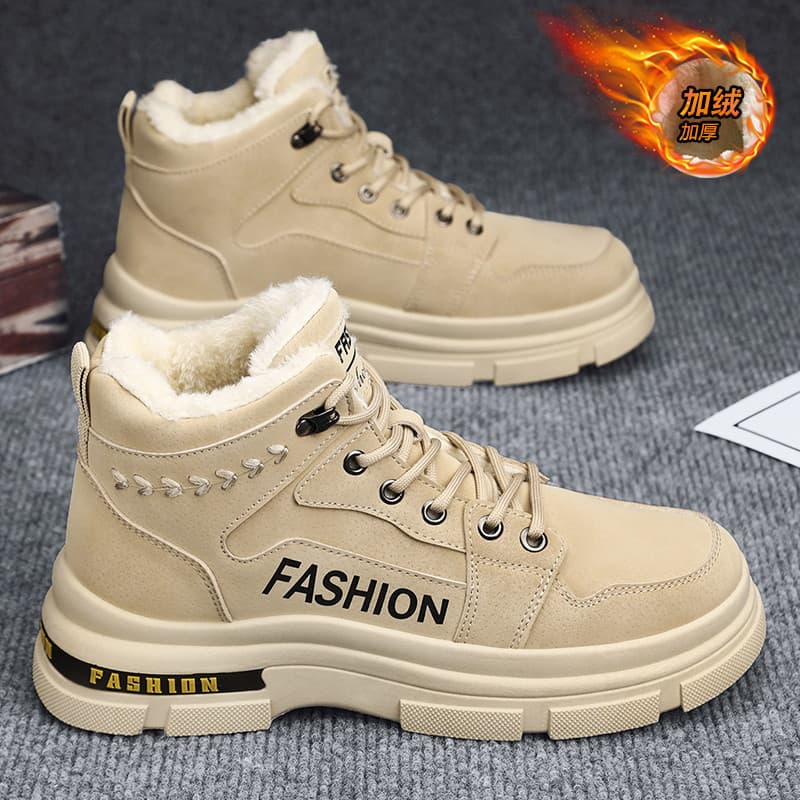 Botas de neve do nordeste forro de lã de inverno masculino engrossado pele quente integrado sapatos de algodão antiderra