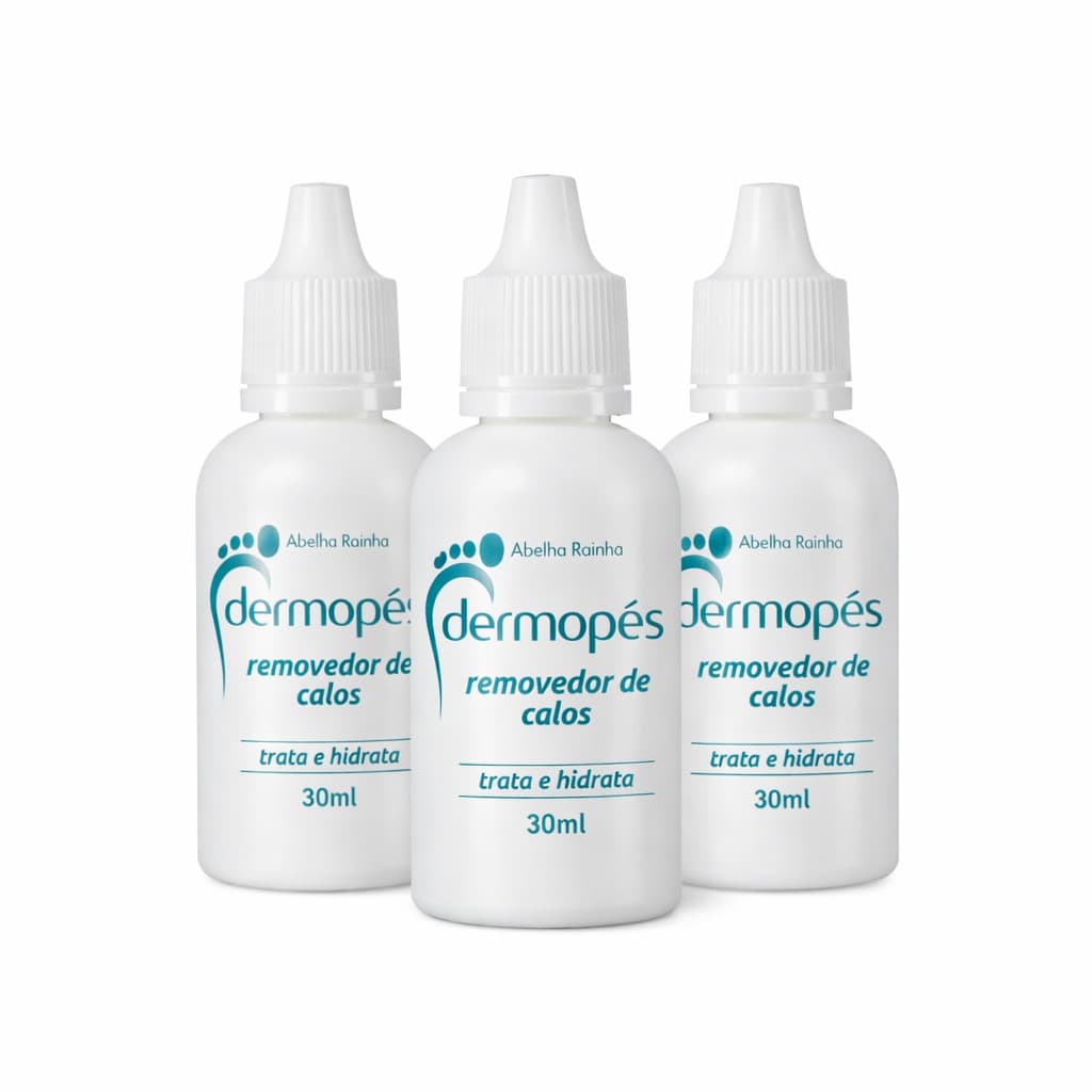 Kit 3 Removedores de Calos Dermopés 30ml Abelha Rainha Hidrata e Cuida dos Pés Uso Diário