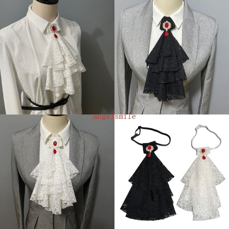 Renascentista Elisabetano Colar Traje Colonial Renda Jabot Babados Destacável Gravata Adereços Fest