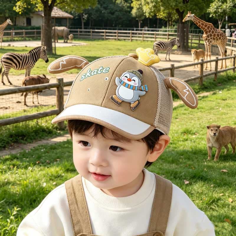 Chapéu de rede para bebês de 2 a 7 anos, chapéu de rede para meninos e meninas, bonés de pinguim fofos, protetor solar d