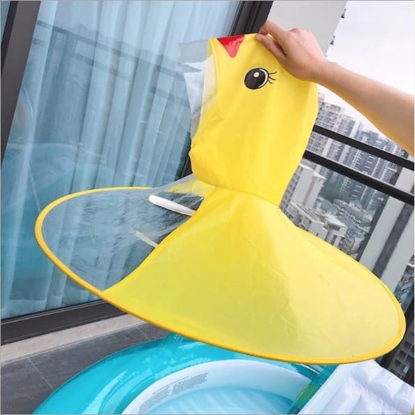 [Estoque pronto] Capa de chuva OVNI infantil, capa de pato amarelo, Poncho de desenho animado, jardim de infância, bebê,