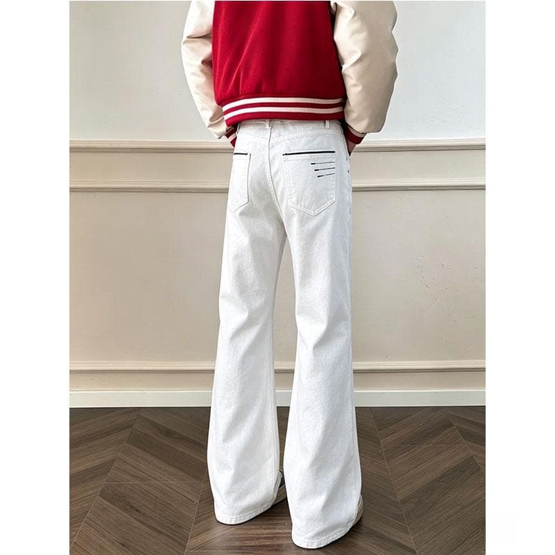 Americano quatro fios bordado masculino verão street wear High street wear cleanfit wear Jeans retos
