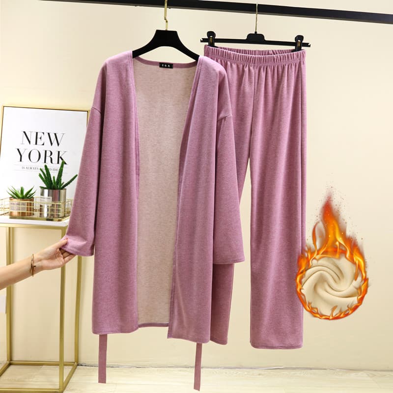 Outono inverno alemão veludo camisola conjunto feminino solto forro de lã engrossado Homewear pijamas quentes vivendo Ro