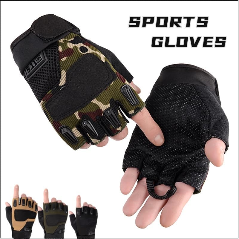 Luvas de pesca, ciclismo, viagens, luvas de meio dedo para forças especiais, camufladas, antiderrapantes, respiráveis, e