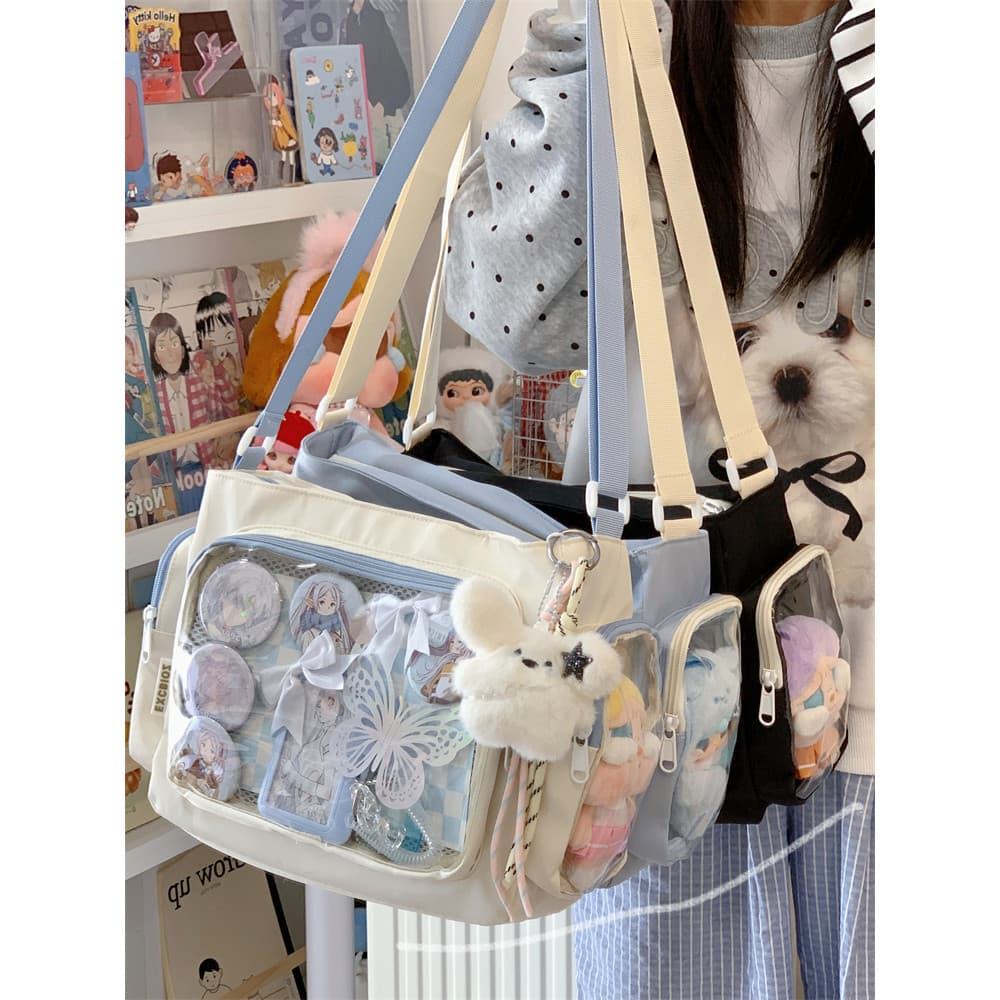 Estilo Preppy de alta aparência grande capacidade estudante saco do mensageiro de um ombro feminino 10cm saco do bebê tr