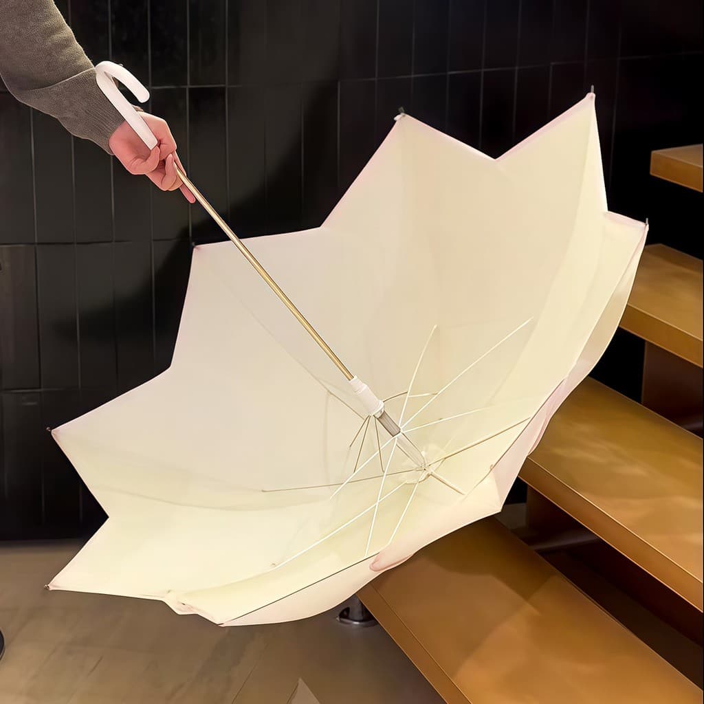 Guarda-chuva de cabo longo com pétalas estilo coreano Guarda-chuva ensolarado de dupla utilização feminino Extra grande