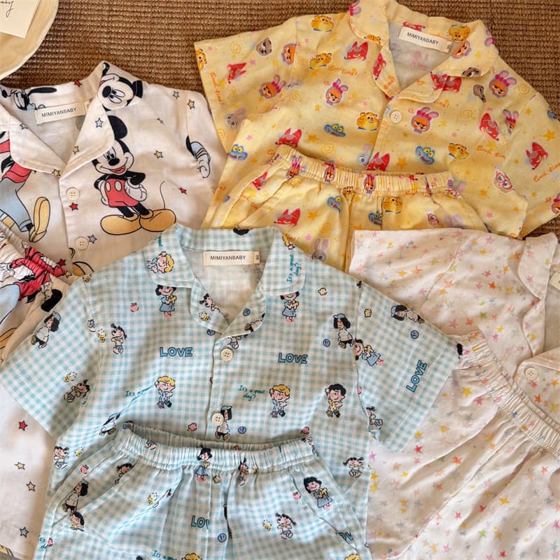 Crianças terno 2026 lantejoulas verão meninos meninas dos desenhos animados impressão completa Loungewear bebê Casual te