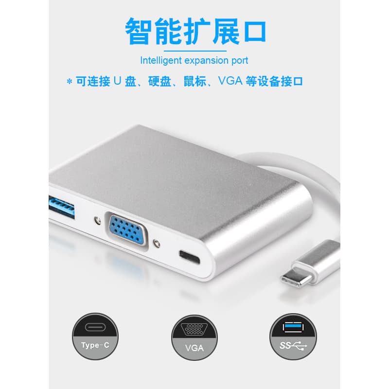 Typec para vga Adequado para MacBook Huawei P420Mate20 Conexão Display Projeção vga Docking Station