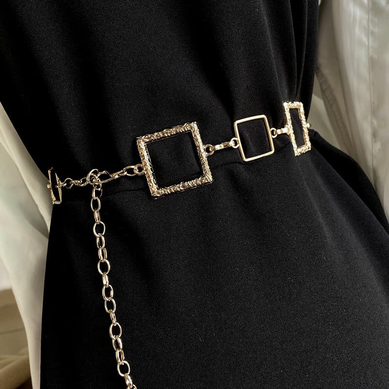 Corrente de cintura Hexagonal dourada, estilo nicho feminino, acessórios de moda, vestido jk, camisa, cinto, decoração,