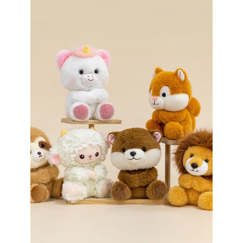 Mesa companheiro série lontra esquilo cavalo preguiça ovelha leão bonito decoração de mesa brinquedo de pelúcia estudant