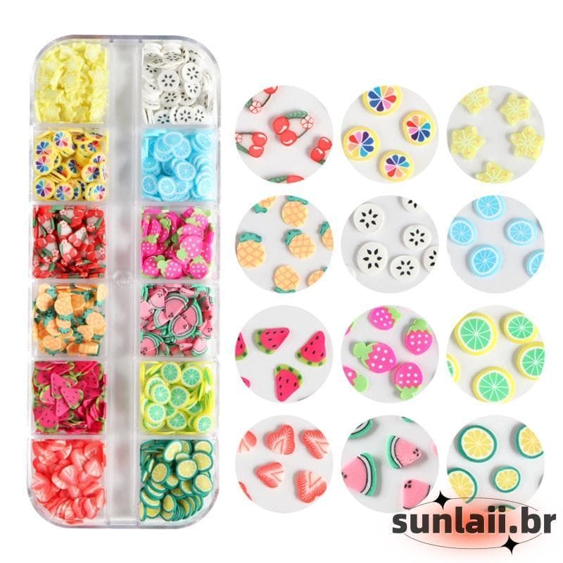 SUNLAII Decorações Nail Art Frutas Fatias Jóias Fazendo Descobertas