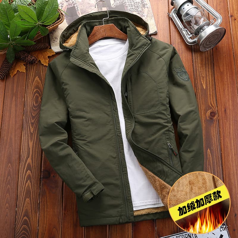À prova de vento impermeável ao ar livre quente jaqueta de lã masculina Street Wear outono inverno forro de lã engrossad
