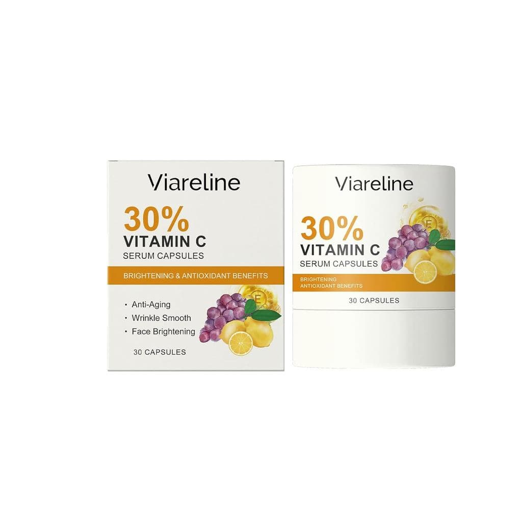 Cápsulas de Sérum com 30% de Vitamina C, Ácido Hialurônico e Vitamina E, Sérum Facial Antioxidante e Iluminador, 30 Unid