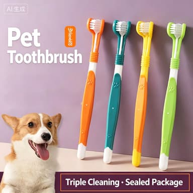 Três escova de dentes para animais de estimação cão gato escova de dentes gato cão suprimentos de limpeza Oral pequeno c