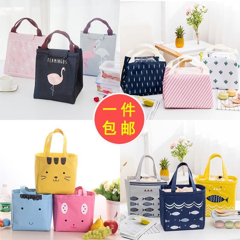 Estilo japonês cordão pequeno saco senhoras bolsa lancheira saco de almoço doce impresso saco de lona balde saco feminin