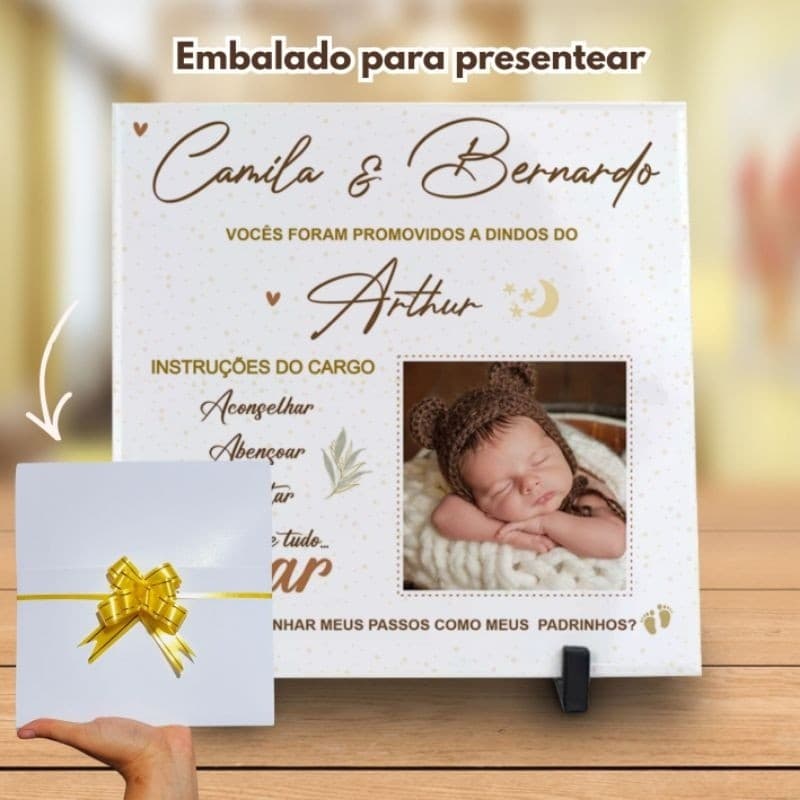 Azulejo Personalizado Convite para Dindos /Dindas | Padrinhos/Presente - Envio Rapido