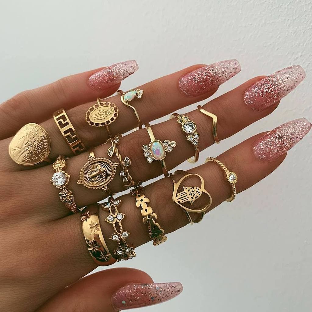 Conjunto De Anéis De Cristal Para Mulheres , Zircônia Cúbica , Lua , Seta , Flor , Coração , Dedo , Casamento , Joias Da