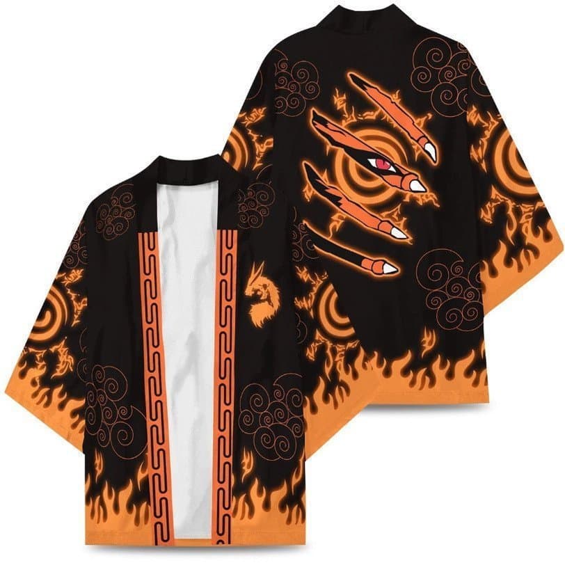 Casaco Casual Kimono Haori com Impressão Digital 3D da Série Uzumaki do Anime Japonês Naruto 3D 4CX1