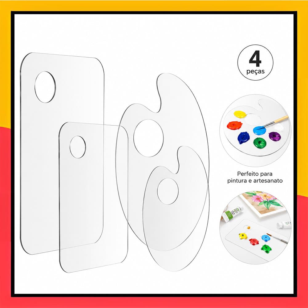conjunto de 4 paletas de cores para tintas acrílicas transparentes