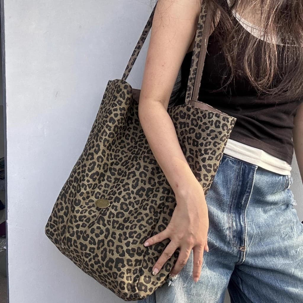 Nicho Design Casual Commuter grande capacidade estampa de leopardo 2026 novo estilo outono inverno sacola de um ombro