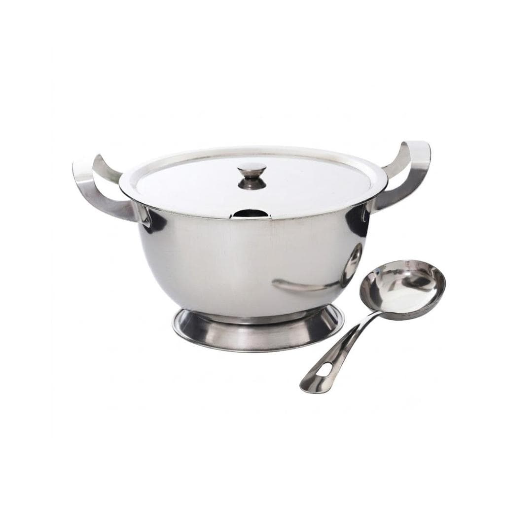 Sopeira com Tampa e Concha aço inox para Caldos Sopas 21cm