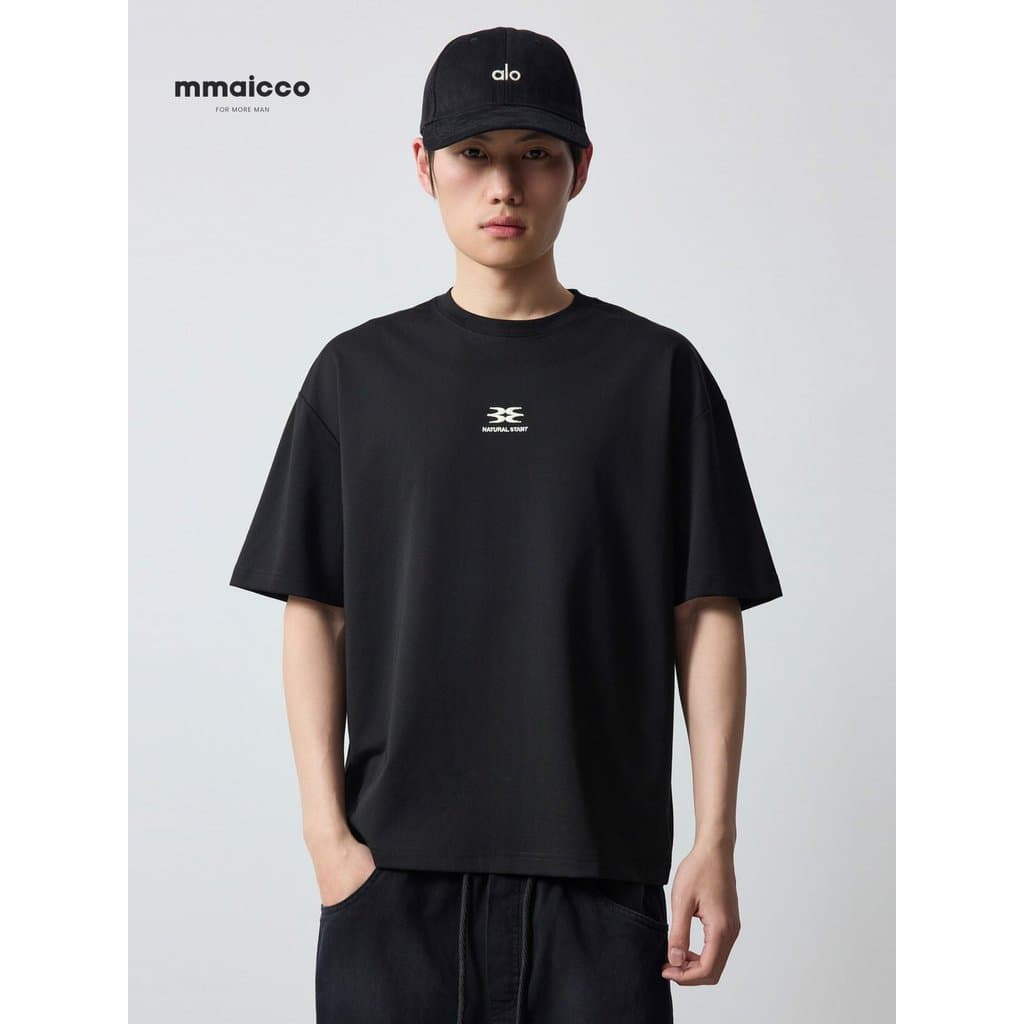 Momaike roupas masculinas cidade esportes 200g camiseta masculina de manga curta 2026 verão novo estilo carta bordada me