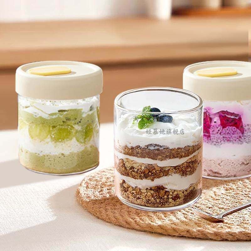 Copo de aveia japonês para micro-ondas com tampa, café da manhã dedicado, portátil, vidro com alto teor de borosilicato,