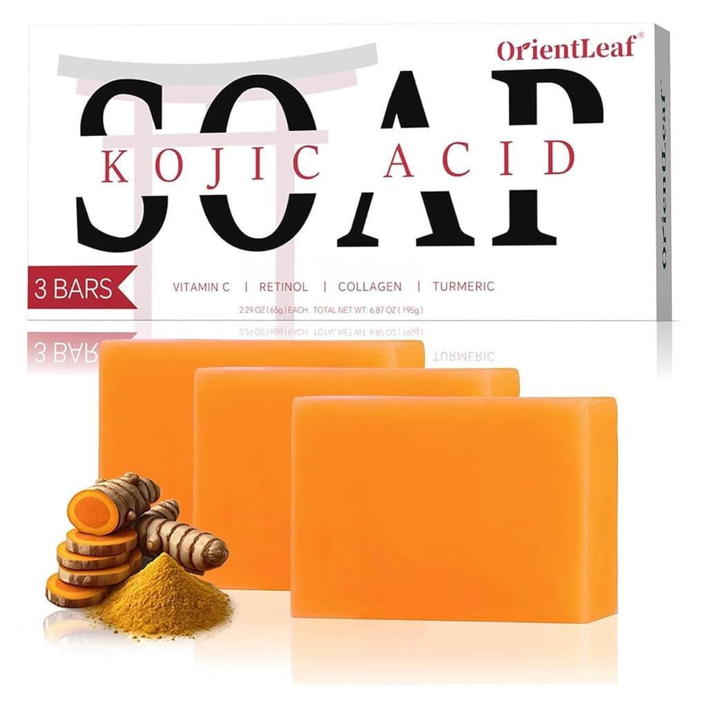 Sabonete de Ácido Kójico, Sabonete em Barra de Cúrcuma para Manchas Escuras, Aroma Cítrico Fresco, Suave para Rosto e Co