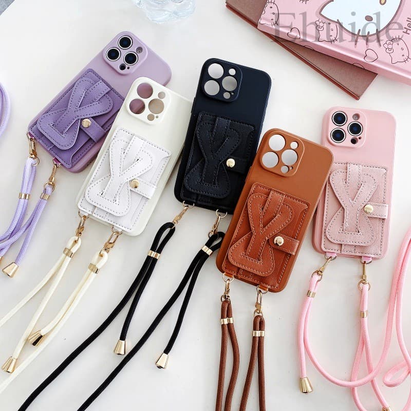 Caso Alça Carteira Para Samsung Galaxy S26 S25 Ultra S23 S24 FE S22 Plus Amor Banda Cartão Crossbody Cordão Capa De Cour