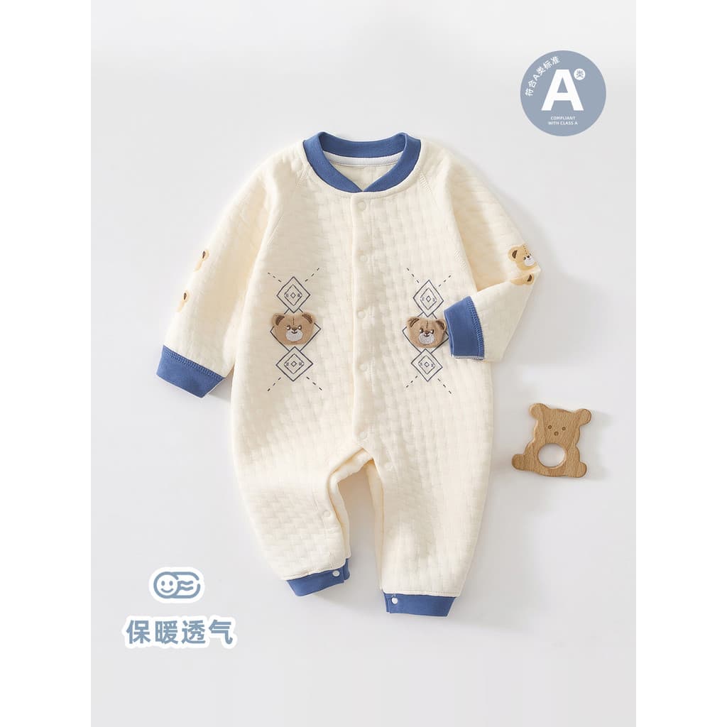 Bebê bebê roupas de outono macacão versão coreana infantil três camadas acolchoado macacão bebê Super bonito macacão beb