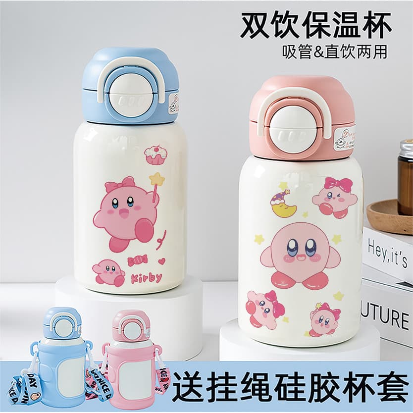 Estrela Kirby copo térmico grande capacidade meninas copo de água de alto valor com palha novo estilo estudante duplo be