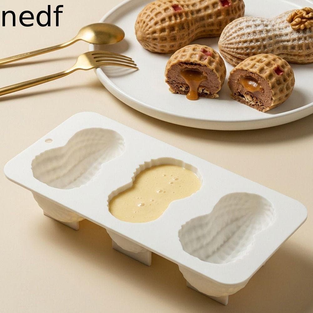 Molde De Bolo De Mousse NEDFS , Silicone De Amendoim Resistente A Altas Temperaturas De 8 Polegadas , 3 Cavidades