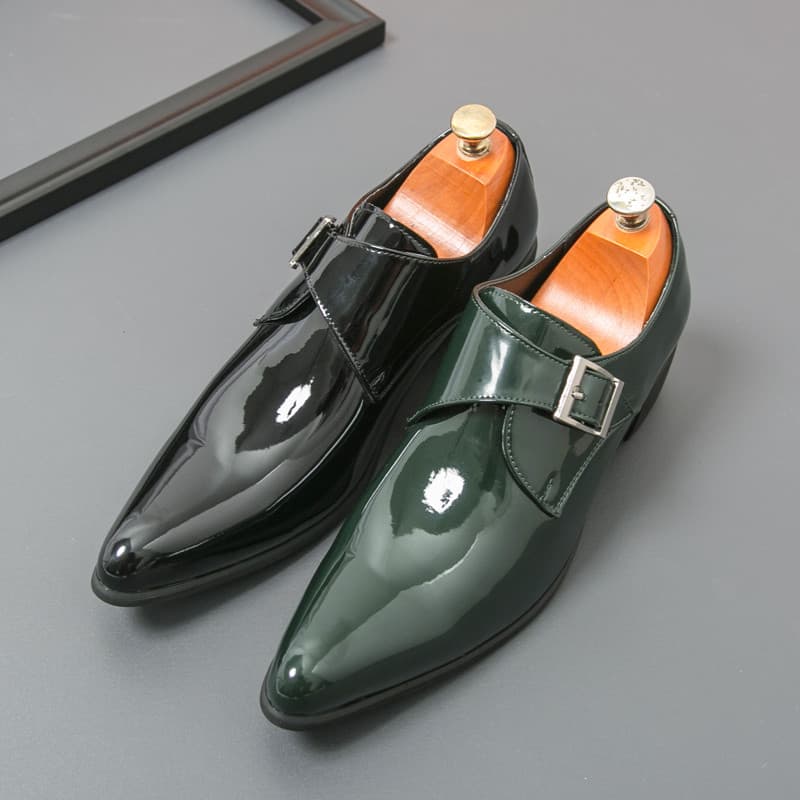 Altura exterior 5CM sapatos masculinos estilo britânico apontou Toe sapatos All-Match salto alto brilhante desempenho sa