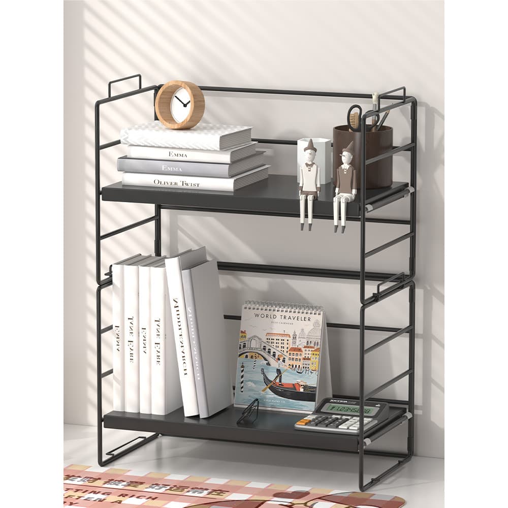 Estante de mesa prateleira de armazenamento bancada em camadas não ocupa espaço Vertical Multi-camada simples livro Shel
