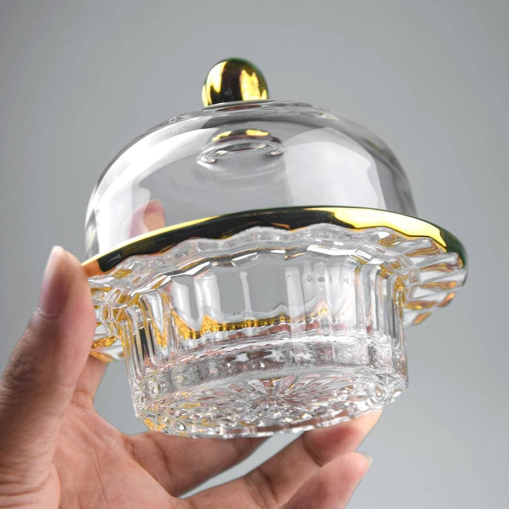 Copo de ninho de pássaro de vidro tigela de ninho de pássaro âmbar fumaça ouro com tampa JX.BMTG3 tigela de coleção de s