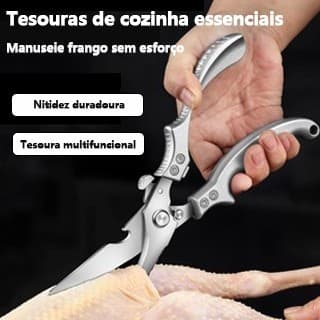 Tesoura De Cozinha Profissional Aço Inox 304 Para Frango Legumes Carnes Aves