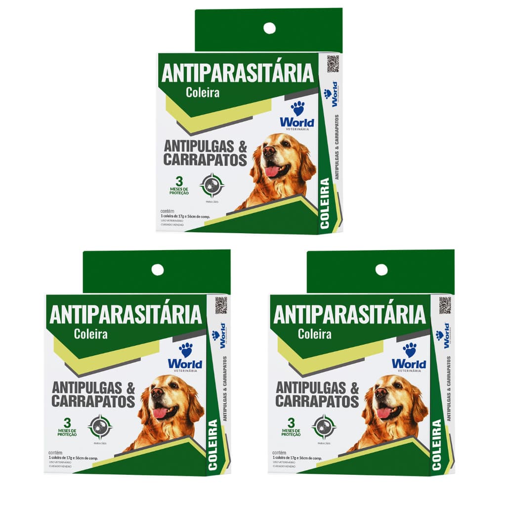 KIT 3 Dugs Coleira Antipulgas e Carrapatos Para Cães